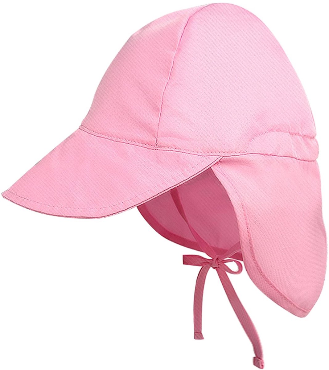 Dailygoods- Zonnehoed Baby - UV-bescherming - Verstelbare Kinbanden - Nekbescherming - Lichtroze - Polyester Materiaal - Babyhoed
