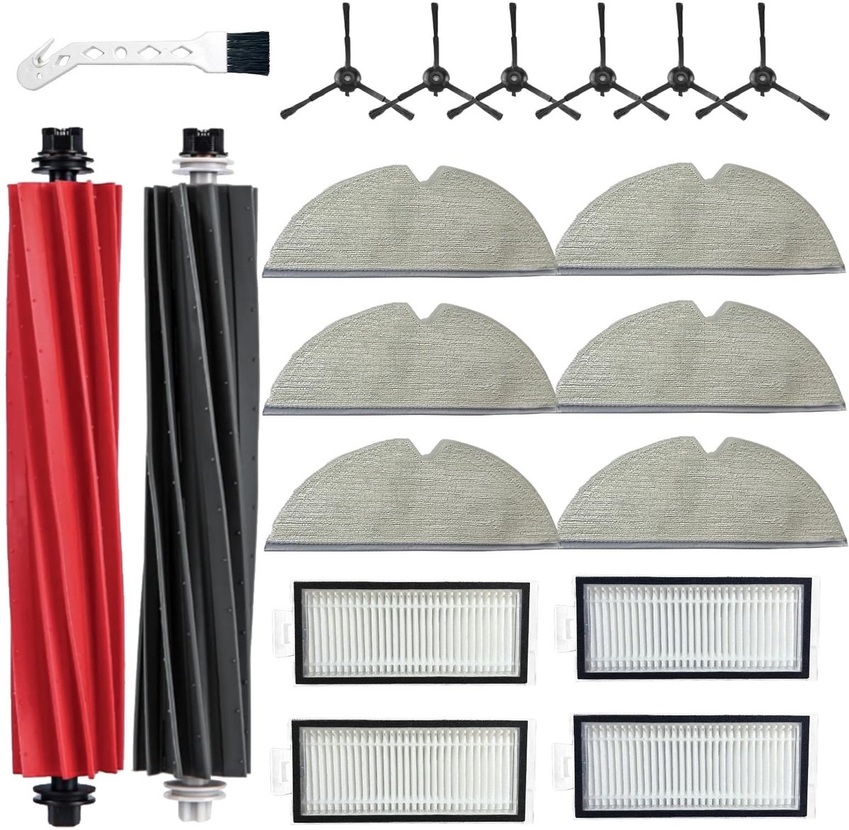 Dailygoods- Robotstofzuiger Accessoires - 2 Hoofdborstels - 6 Zijborstels - 6 Reinigingsdoeken - 4 HEPA-filters - Compatibel met Roborock Q5 Pro/Q8 Max - Stofzuigeraccessoires