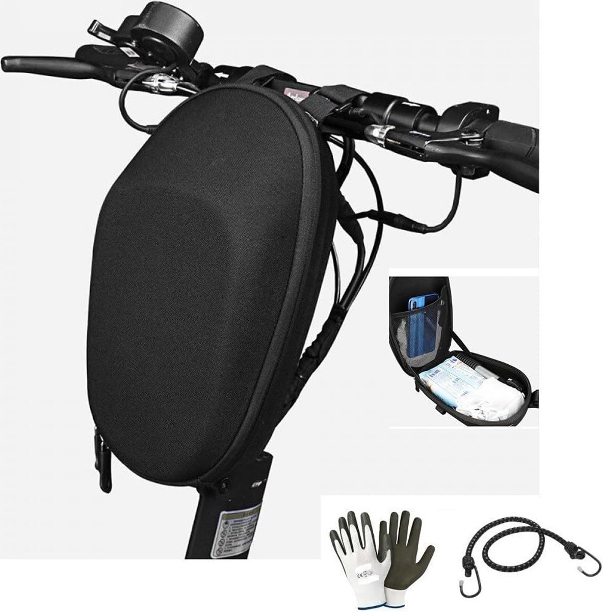 Stuurtas Fiets - Opbergtas Scooter - Onderweg Spullen - Waterafstotend EVA - 17x29x24 cm - Zwart