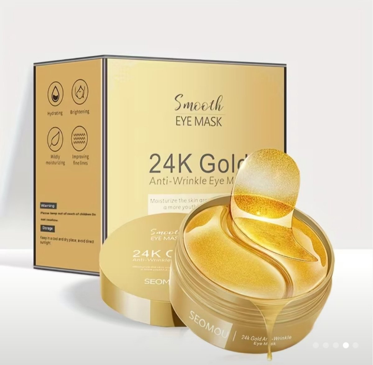 SEOMOU 24K Gold Anti-rimpel oogmasker, verzorgend en hydraterend, zeer effectief, 30 paren/60 stuks