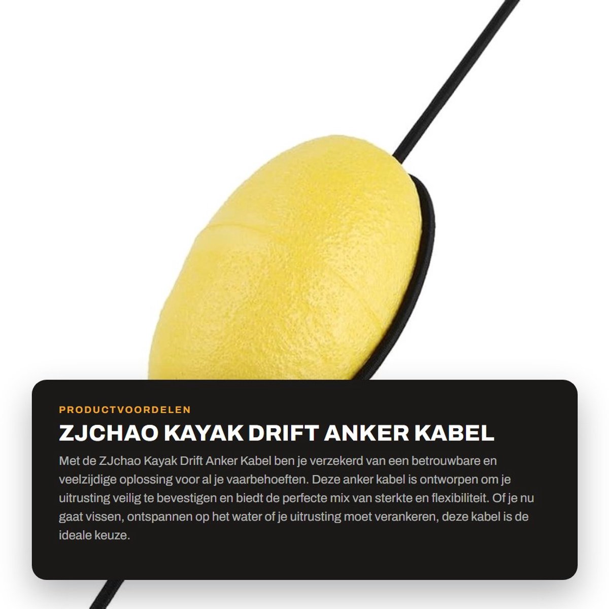 Dailygoods- Ankerkabel met Dubbele Roestvrij Stalen Clips - Nylon Koord - Drijfboei - 4mm Dikte - Lichtgewicht 64g - Geschikt voor Bootaccessoires - Driftlijn
