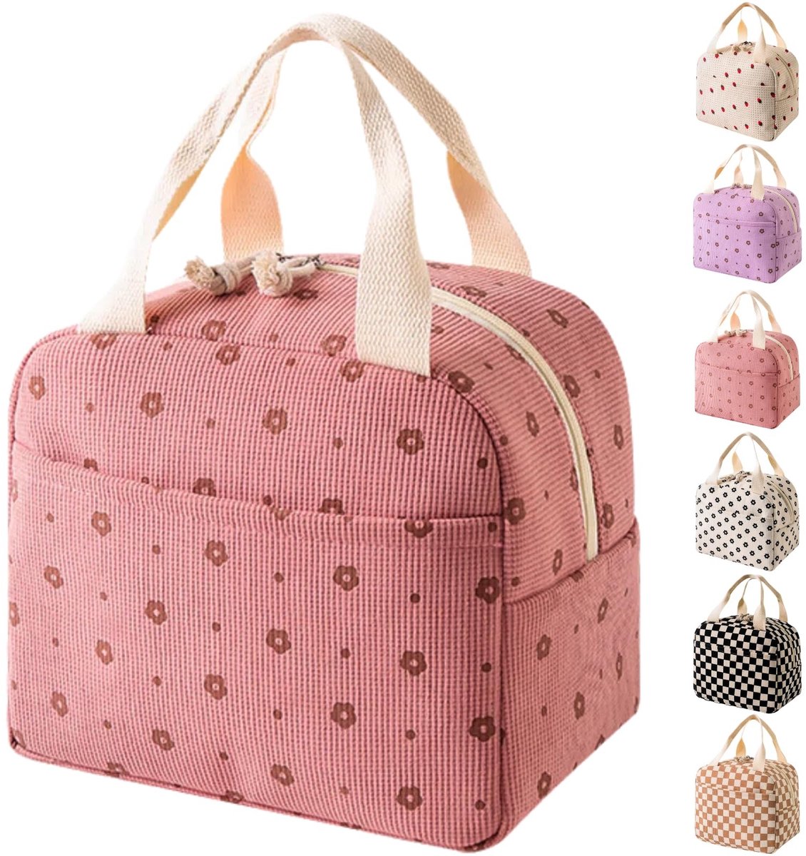 Dailygoods- Lunchtas Grote Geïsoleerde - Herbruikbare Draagtas - Lichtgewicht Voor Werk/Reizen - 9L Capaciteit - Corduroy Buitenkant - Thermische Retentie - Lunchbox