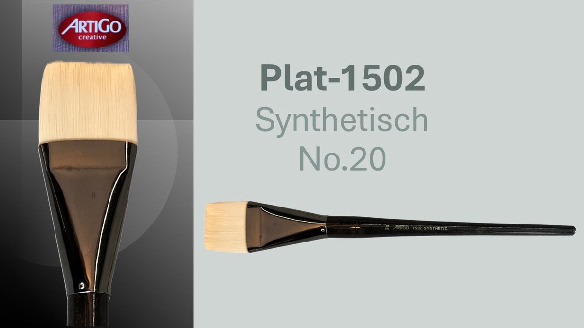 Artigo Professional 1502 Plat Kunstenaarspenseel – Maat #20 – Robuust Penseel voor Olie- en Acrylverf mit Lange Groene Steel