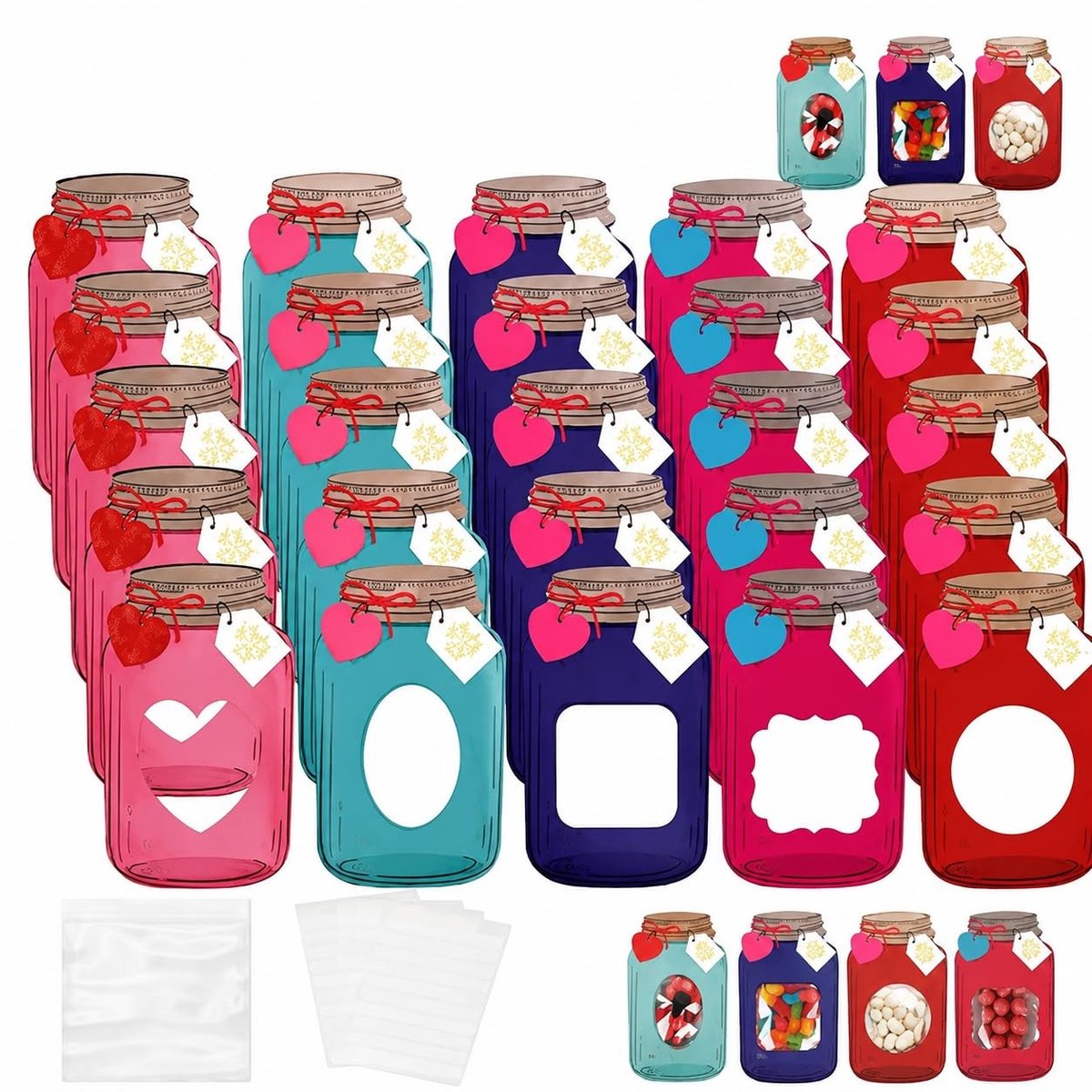 Dailygoods- Valentijnskaarten 50 Stuks - Inclusief Dubbelzijdige Tape