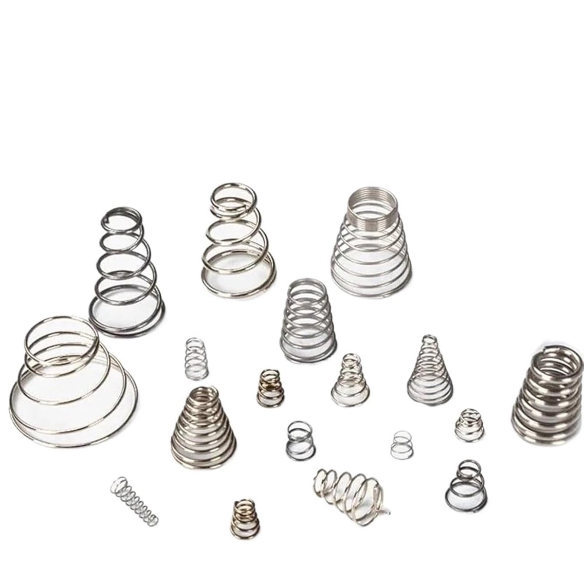 Drukveren Set - Conische Spiraalveren - Reparaties en Projecten - Roestvrij Staal 304 - 0.4 mm Draad - Zilverkleurig