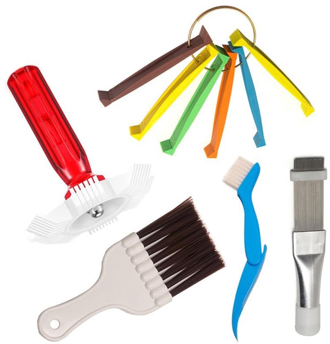 Dailygoods- Schoonmaakborstel Stevig en Slijtvast - Airconditioner Vinstijltangen - Koelkastcondensatorborstels - Combinatie van 5 Stuks - Geschikt voor Condensors en Verdampers - Reinigingsset