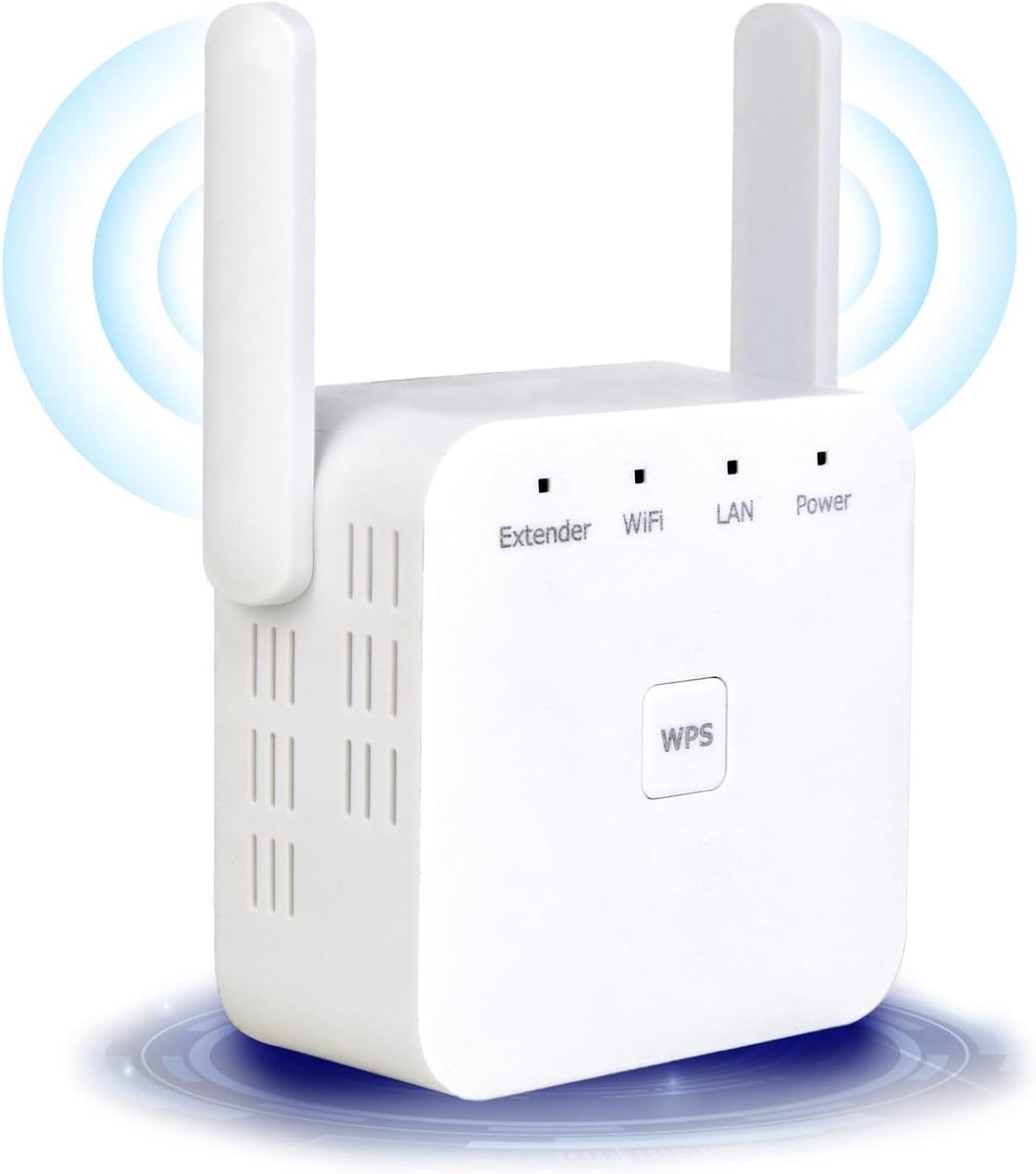 Wifi Versterker - Signaal Booster - Internet Uitbreiden - Met 2 Antennes - 10 x 7.5 x 8 cm - Wit