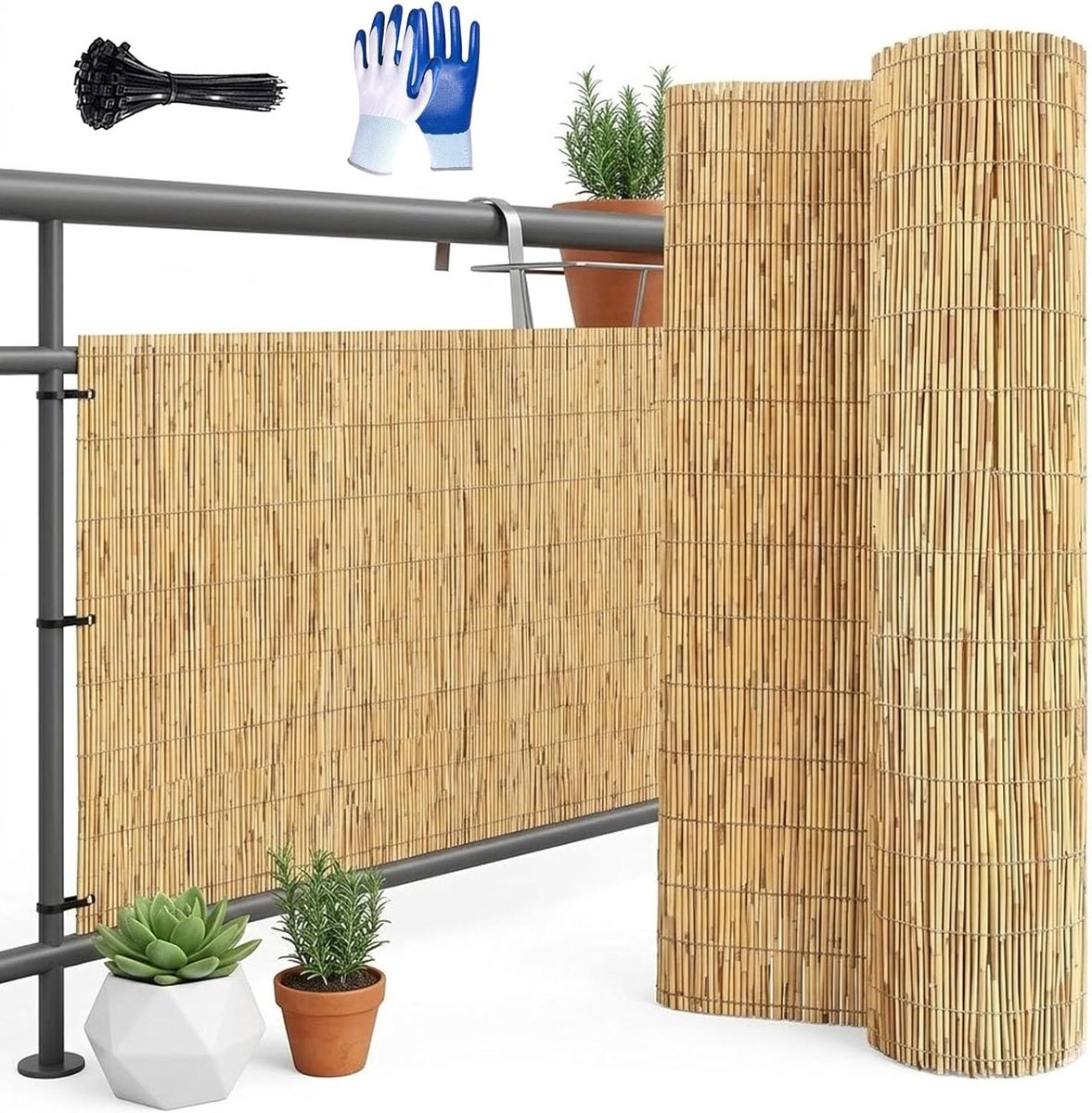 Rietmat Rol - Buiten Scherm - Privacy Creëren - Ademend Materiaal - 150x150cm - Natuurlijk