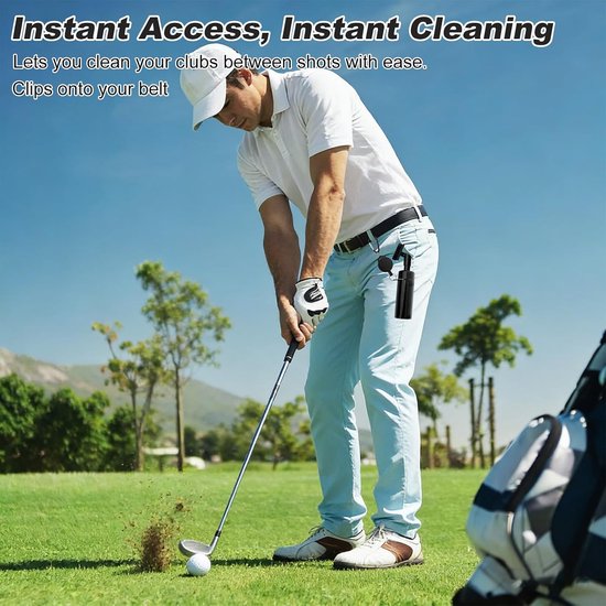 Golf schoonmaakset - Draagbare Golfclubborstelreiniger - Golfclub reinigingsborstel met watersproeier - Golfborstel - Borstel met waterspray - Golf Accessoires - Voor golfbaan en training - Zwart van GOLF — afbeelding 2