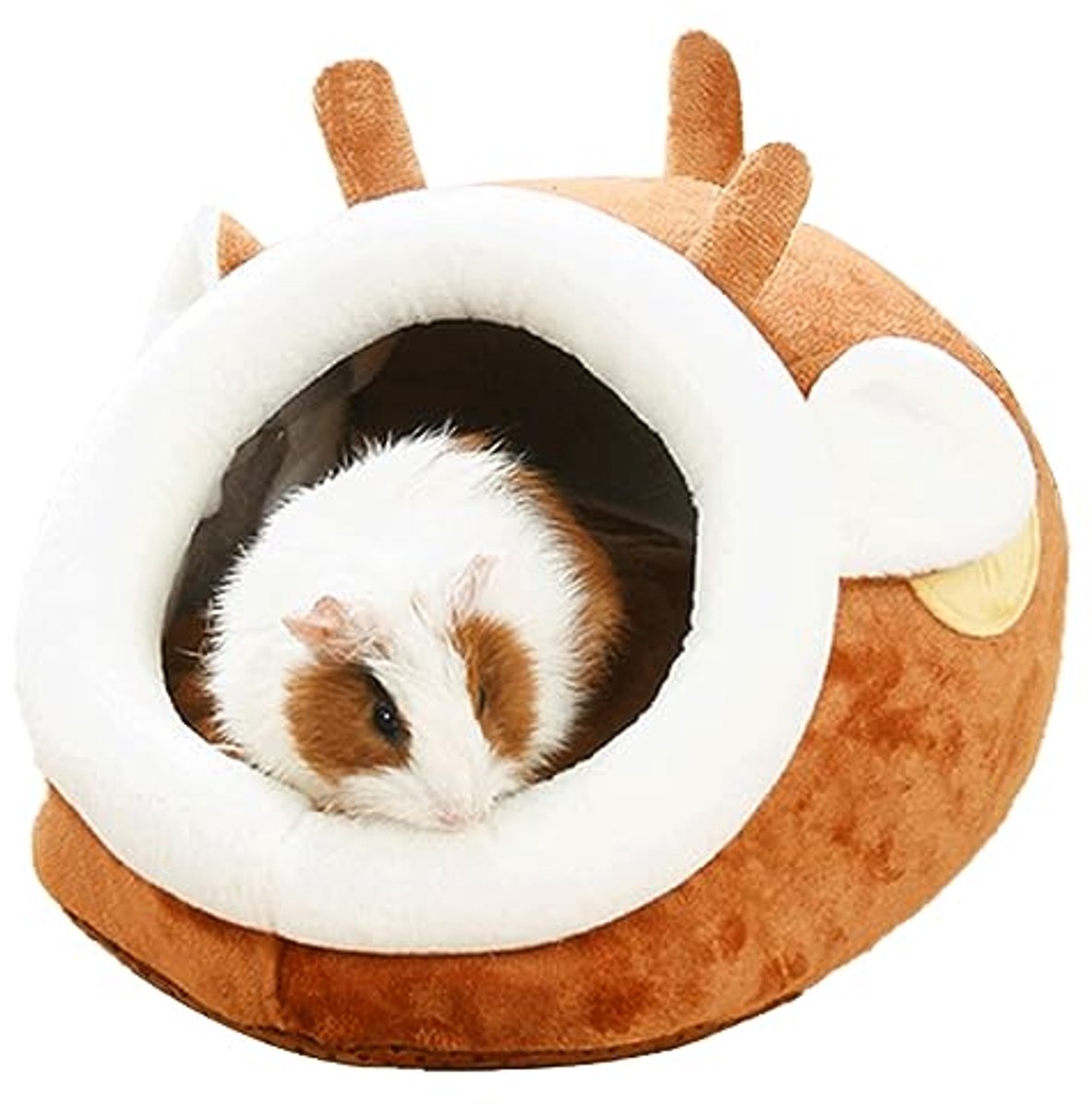 Cavia Huisje - Herten Cavia Huisje L - Pluche Slaapgrot met Uitneembaar Kussen - Warm Schuilhuis voor Cavia, Egel, Rat en Chinchilla - 23 x 21 x 15 cm