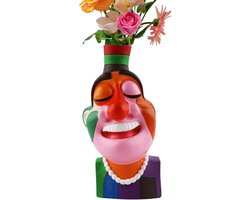 Bloempotten Gezicht - Potten Hoofd - Decoratie Huis - Handgeschilderd Design - 20.5 cm Hoog - Multikleur