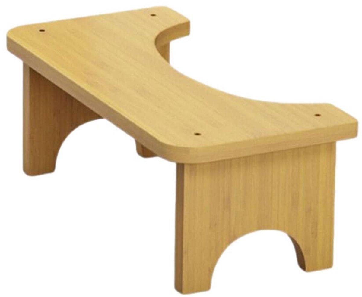 Toiletkruk Bamboe - Badkamer Kruk - Comfortabel Toiletteren - U-vorm Boogontwerp - 40x21 cm - Houtkleur