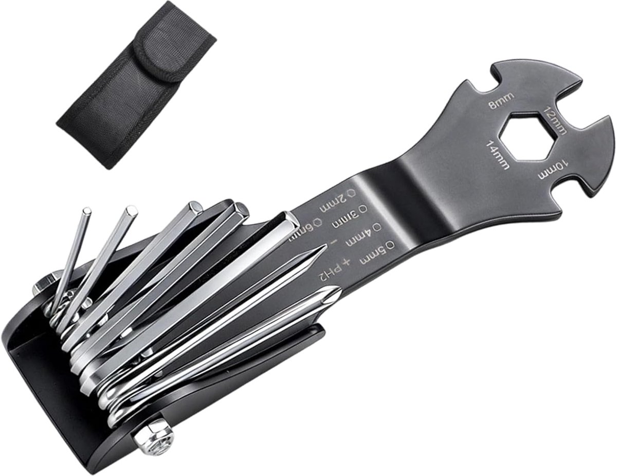 Vouwbare moersleutelset - Zeskant gereedschap - Reparaties krappe ruimtes - 11-in-1 functionaliteit - Compact ontwerp - Metaal