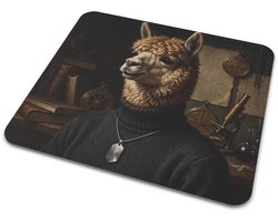 Muismat Alpaca Vicugna pacos Bio-Informatics Specialist Renaissance Olieverf Portret Dieren Coltrui Titanium Hanger Uniek Cadeau Thuiswerkplek Kantoor Bureau Decoratie Wetenschap Beroep Illustratie