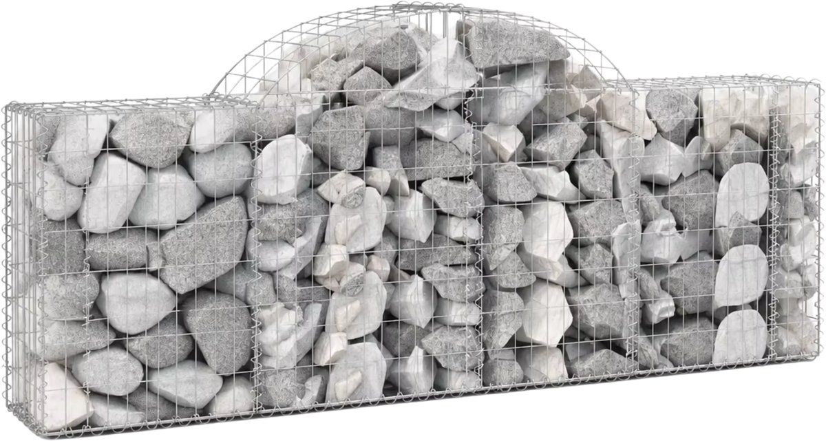 Gabionmand met Hoge Boog – Gegalvaniseerd Staal - Decoratieve Geluidswerende Wind- en Regenbarrière