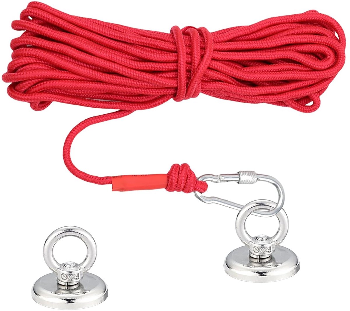 FINELYCR 36 mm magneetvismagneet, 2 stuks neodymium magneten 46 kg draagvermogen, magneethaak met oogje, magneetvissen - ShopVlot