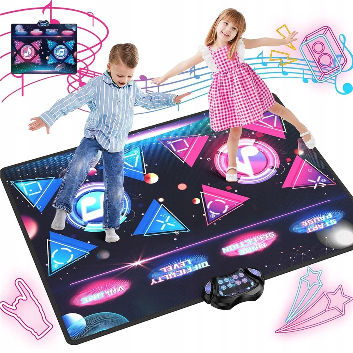Dubbele Dansmat - Kinder Muziekmat - Interactief Dansmat - 12 Spellen & 3 Niveaus - Antislip - 120x89 cm - Thuis en Feestjes - Voor kinderen - Educatief Speelgoed
