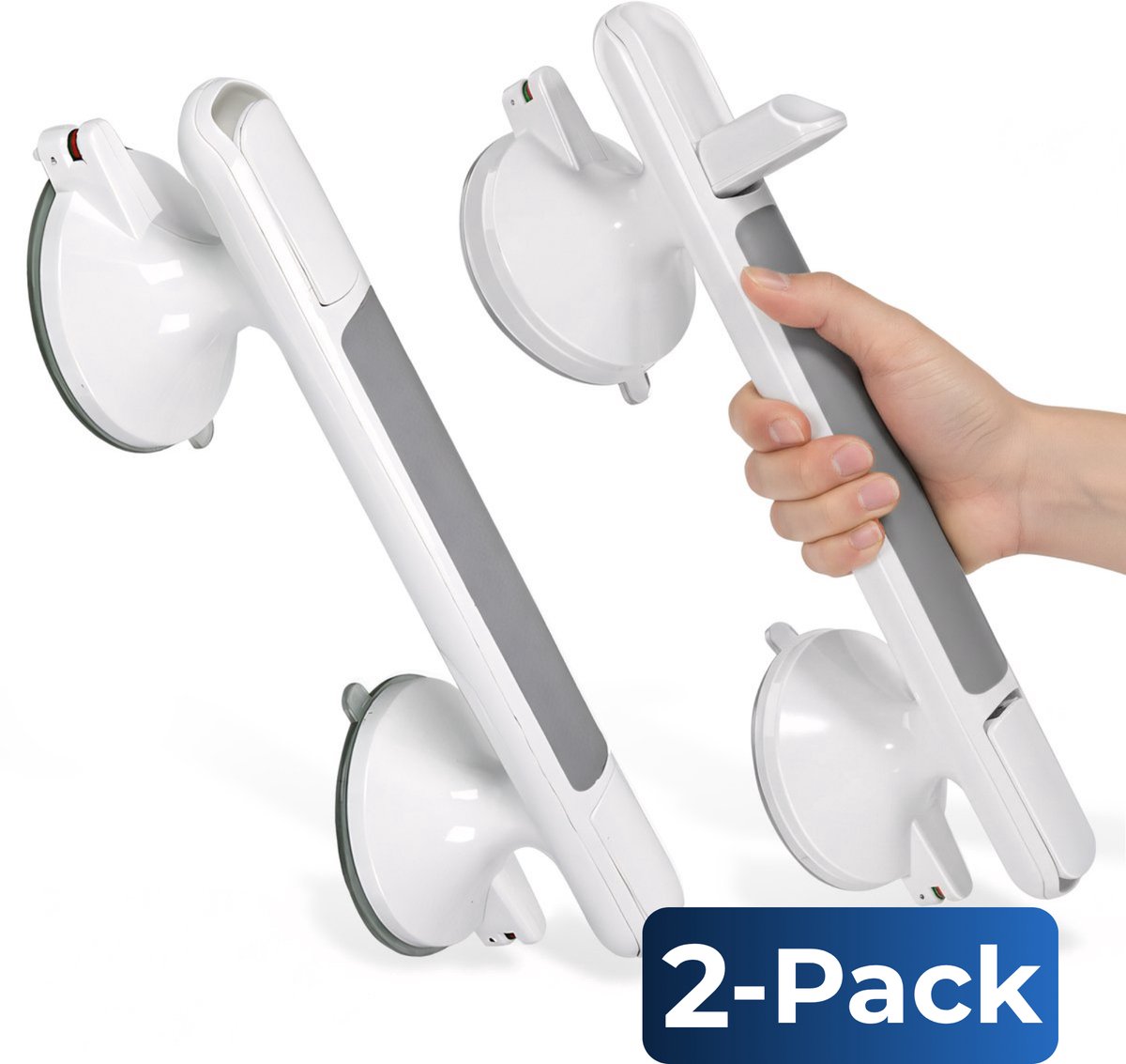 2 Stuks Douche Handgreep met Zuignap - Wandbeugel Badkamer - Toiletbeugel - Douchebeugel - Veiligheidsgreep - Douchegreep zonder boren voor ouderen en kinderen - 130KG trekvermogen - 33CM