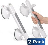 2 Stuks Douche Handgreep met Zuignap - Wandbeugel Badkamer - Toiletbeugel - Douchebeugel - Veiligheidsgreep - Douchegreep zonder boren voor ouderen en kinderen - 130KG trekvermogen - 33CM