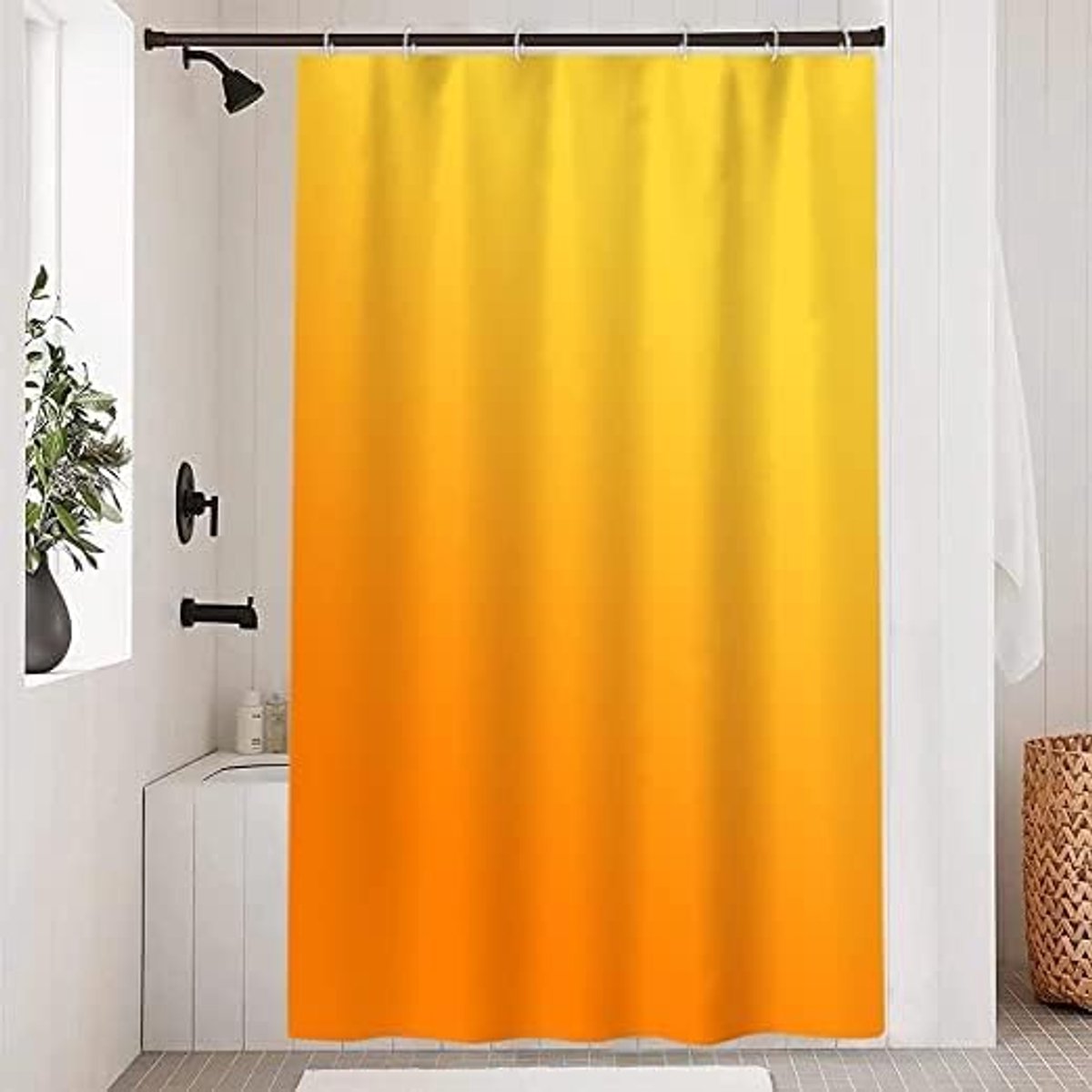 Douchegordijn, douchegordijn, gradiënt, oranje, geel, herfst, douchegordijn, schimmelbestendig, waterdicht, polyester stof, wasbaar, gordijn voor badkuip met haak, 90 x 180 cm
