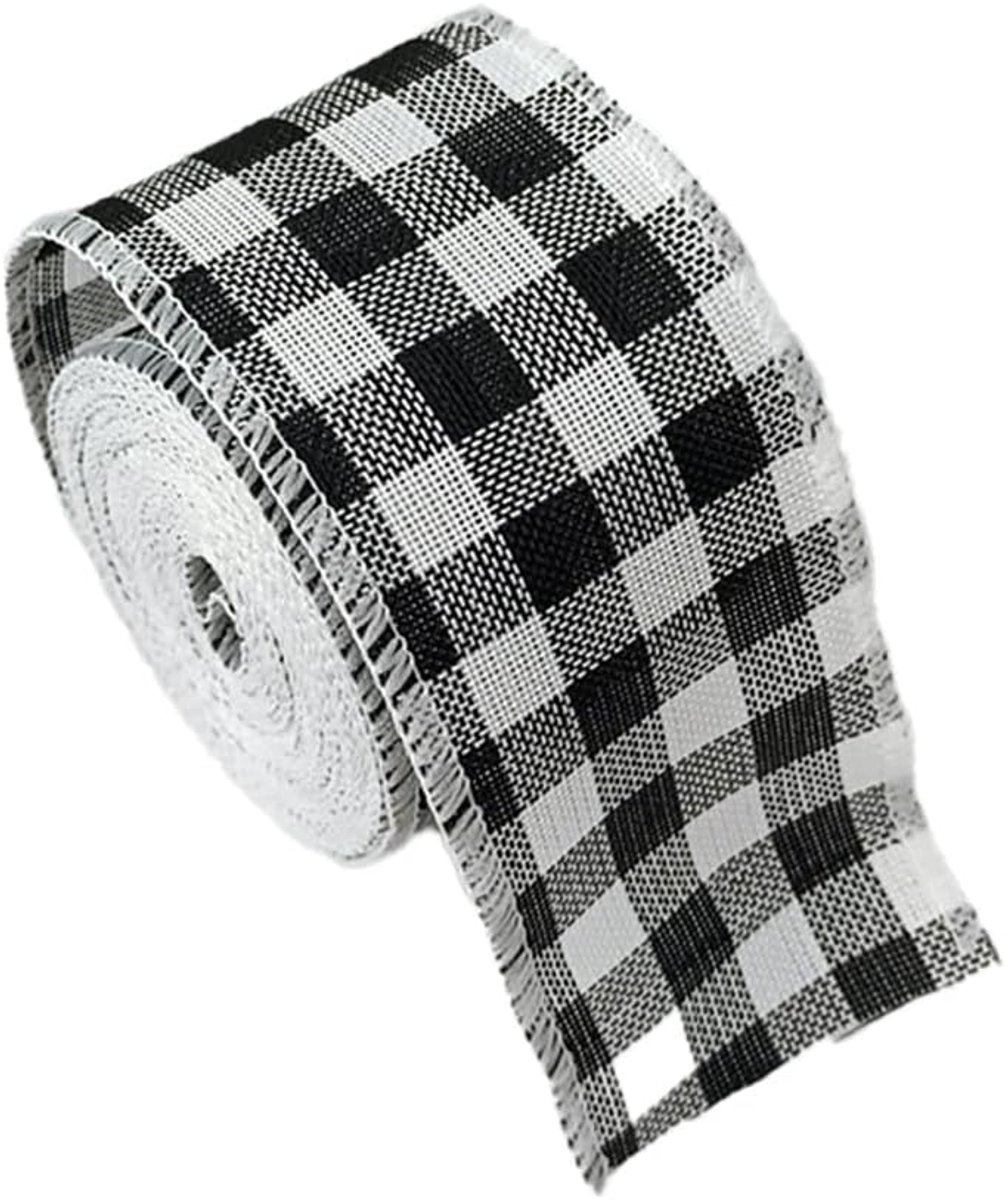 6 m jute band met draad, vintage cadeaulint, jute lint, decoratief lint voor doe-het-zelf handwerk, verpakking, kerstdecoratie, bruiloft, feest, boeket, zwart-wit, 5 x 6 m