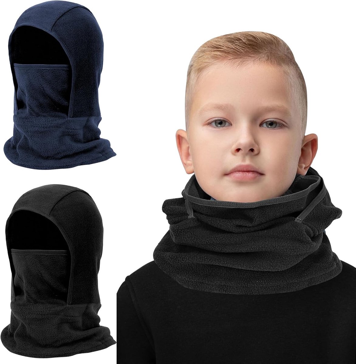 2 stuks bivakmuts voor kinderen gezichtsmasker voor jongens en meisjes, winddichte wintermuts skimasker voor koud weer, ademende gezichtswarmer voor sport skiën fietsen