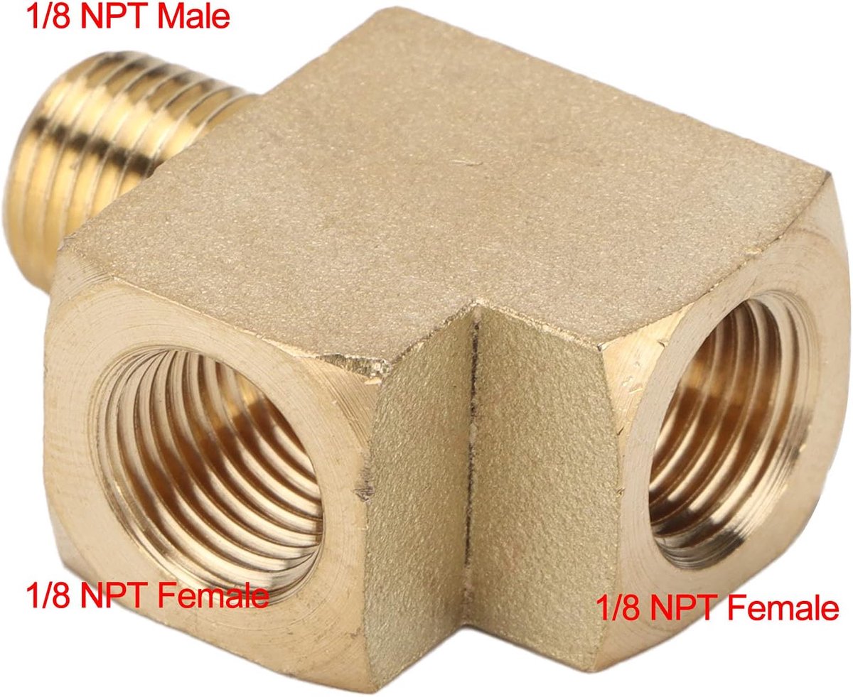 1000 PSI Messing Massieve Pijp Tee Interface Auto Straat Pijp Buitendraad Tee Fitting 1/8in NPT Malex 1/8in NPT