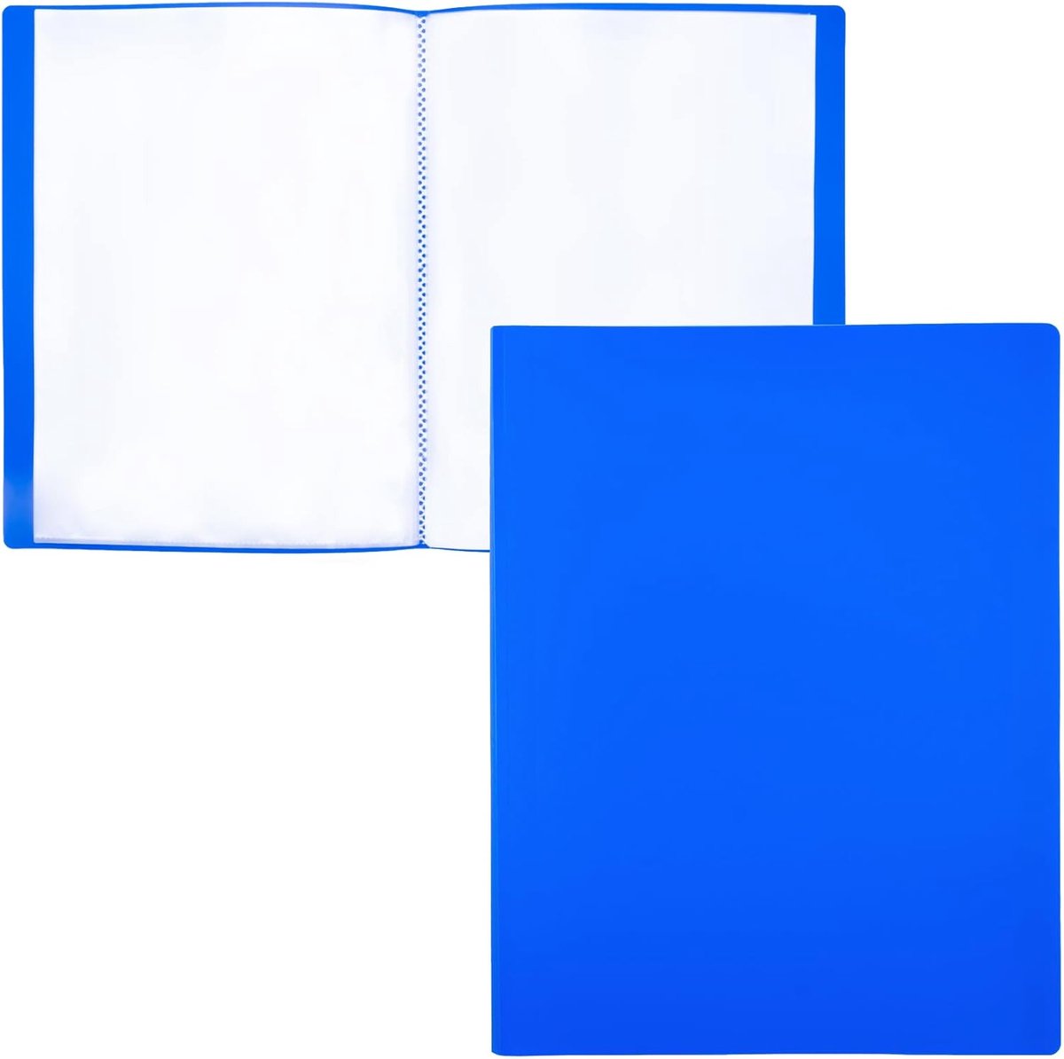 PAPER - A4-map met transparante hoezen van 100% biologisch afbreekbaar polypropyleen, 60 transparante documenthoezen voor thuis en op kantoor (A4, 60 hoesjes, blauw)