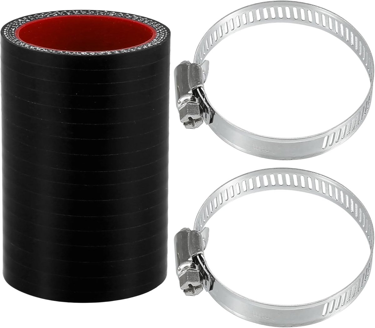 Rechte Koppeling Silicone Slang 1.65" ID 2.99" Lengte 0 Grad Universele Auto Silicone Slang Koelslang 4-Laags 5mm Dikte Inlaat/Turbo/Intercooler Leidingbuis Zwart Rood 1 Set
