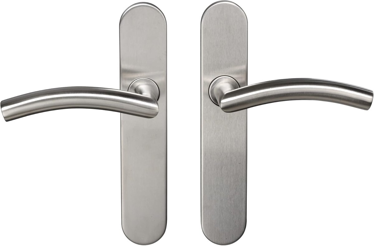 Kickstand 666474 Set RVS handgrepen op plaat Tempo Disco toiletdeur (slot en indicator), klassiek vierkant 7 mm met sleepveer (x2)