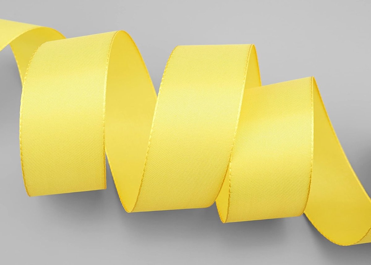 50 m x 40 mm TAFTBAND GEEL decoband cadeaulint stoffen lint tafeldecoratie bruiloft Pasen lint Visco TAFT kaartenontwerp knutselen