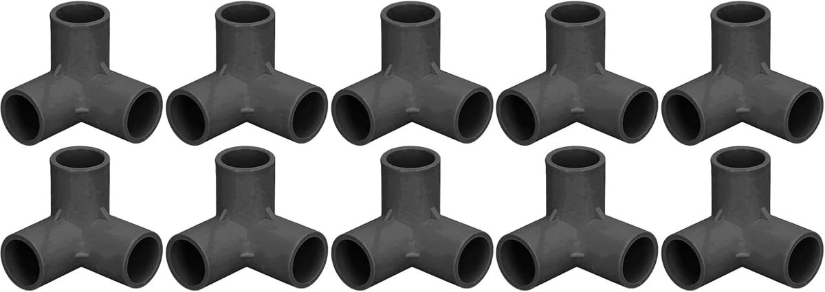 10 STKS 3 Manier Buisleidingen PVC Plastic T-stuk Fitting 90 Graden Elleboog Hoek Connector 25mm 1in Binnendiameter voor Waterleidingen Meubels Kas Pijp Gewrichten(zwart)