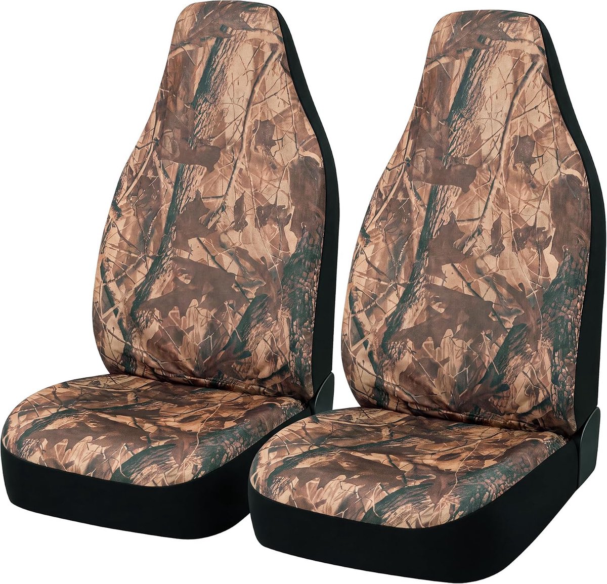 Waterdichte universele autostoelhoezen voor voorstoelen, camouflageprint, highback emmerstoelhoezen-geschikt voor de meeste auto's, vrachtwagens, SUV's, bestelwagens, 2 stuks autostoffen