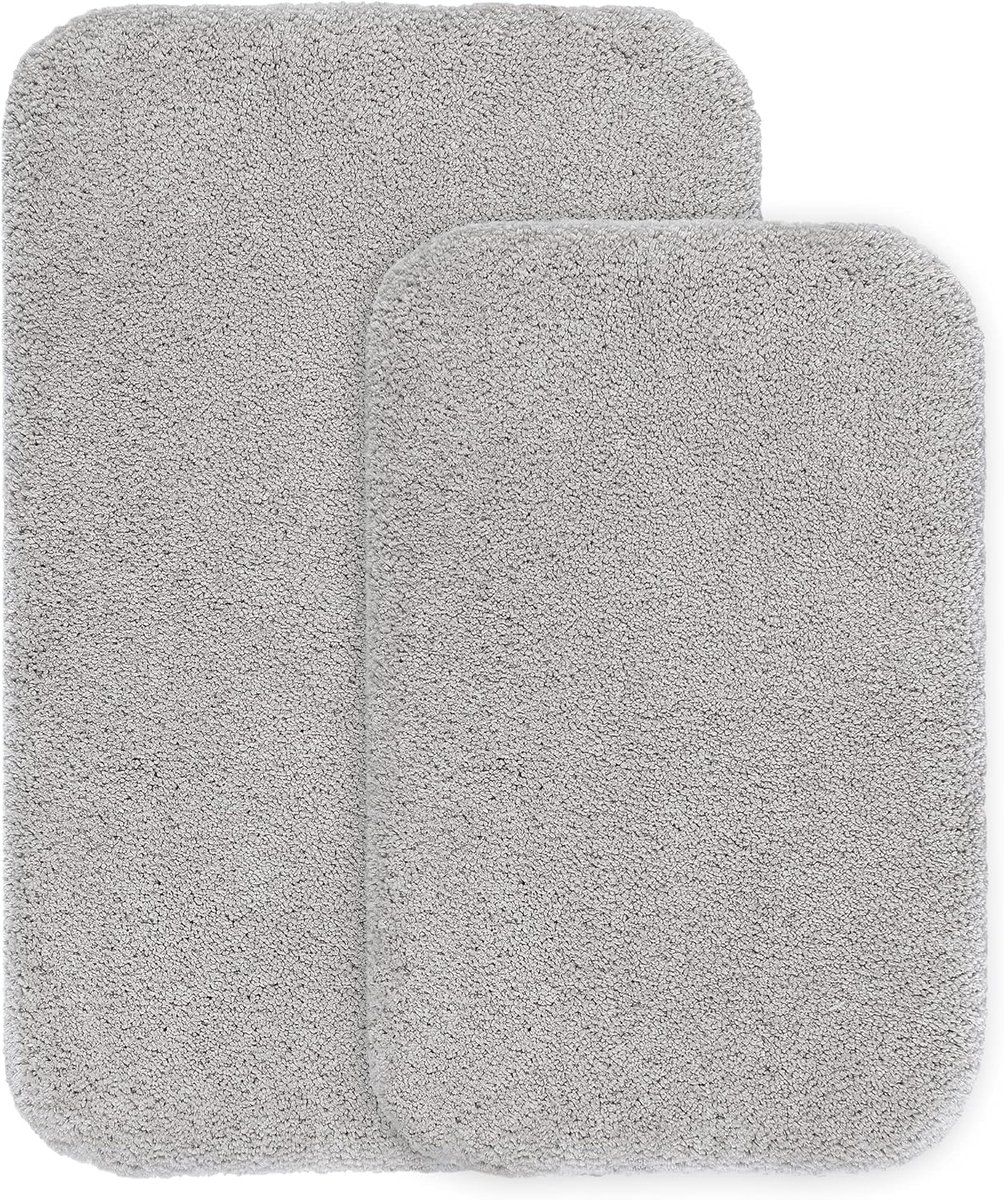 Set van 2 Stuks - Badmat - Extra Dikke & Superzachte Badkamer Vloerkleed - Antislip en Hoogabsorberend - Machinaal Wasbaar - 40 x 60 cm + 50 x 80 cm (Lichtgrijs)