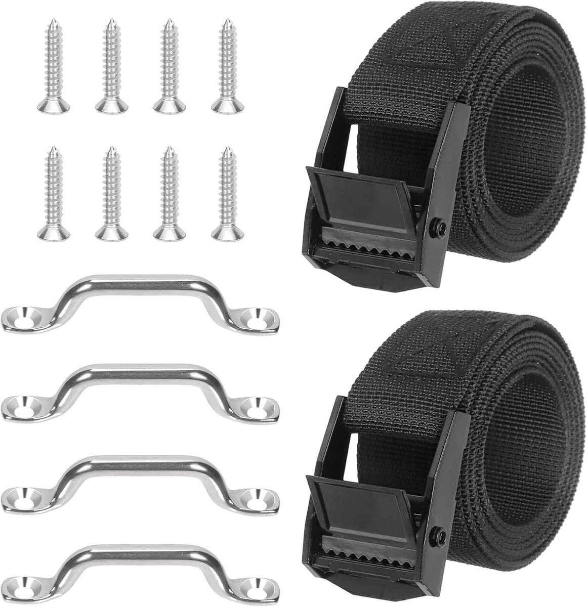 2 Sets 1" ×48" Nylon Tie Down Band met roestvrijstalen Cam Spes, ideaal voor vrachtwagen, aanhangwagen, watervaartuig lading