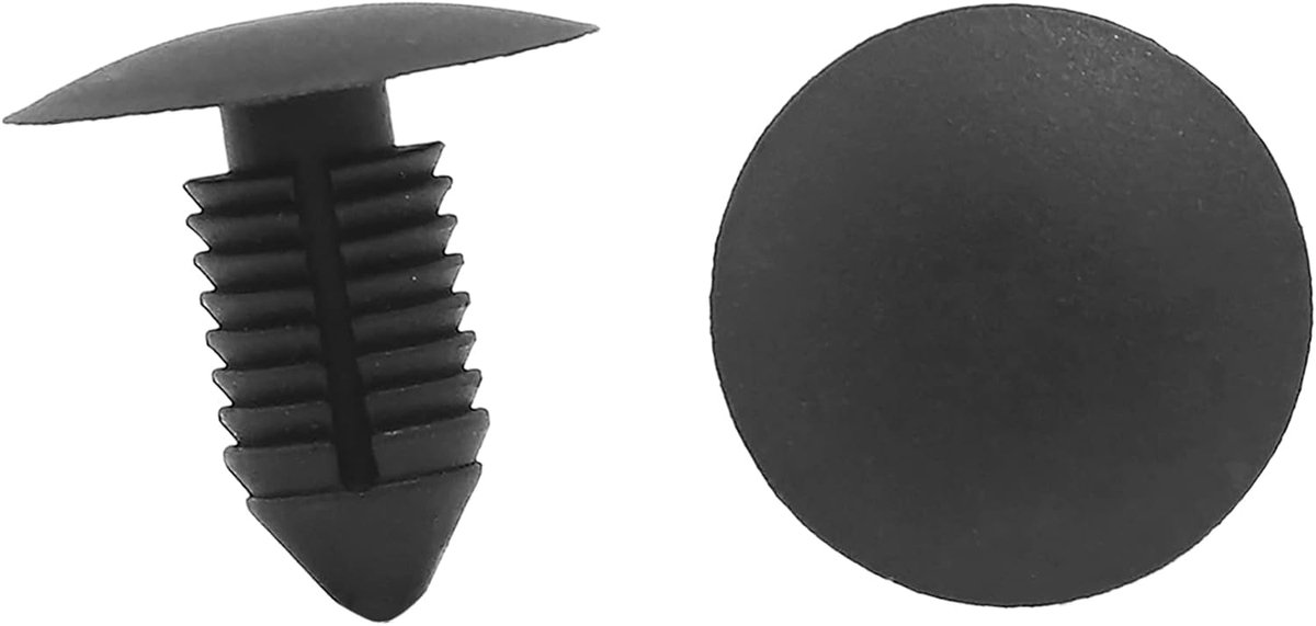 ABSOPRO Klinknagels 11 mm spatbord bumper drukknopen clips kunststof zwart (100 stuks)