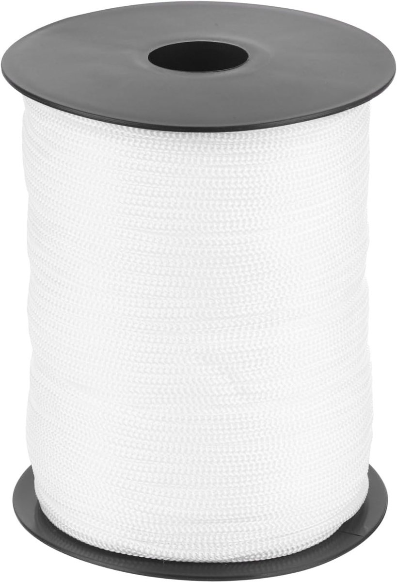 Touw, 3 mm, polypropyleen touw, 100m PP gevlochten lijn, textieltouw, lijn, nylon koord, scheurvast kunststof touw voor waslijn, camping, wandelen, outdoor, wit
