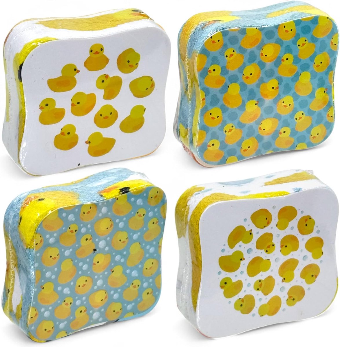 Set van 4 magische washandjes, magische handdoeken, magische handdoeken, toverhanddoek, cadeautje voor kinderen, cadeautje tombola, 100% katoen, ontvouwt zich in warm water (piepeenden)