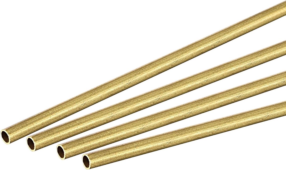sourcing map 4 stuks messing ronde buis 2 mm buitendiameter 0,2 mm wanddikte 300 mm lengte buis