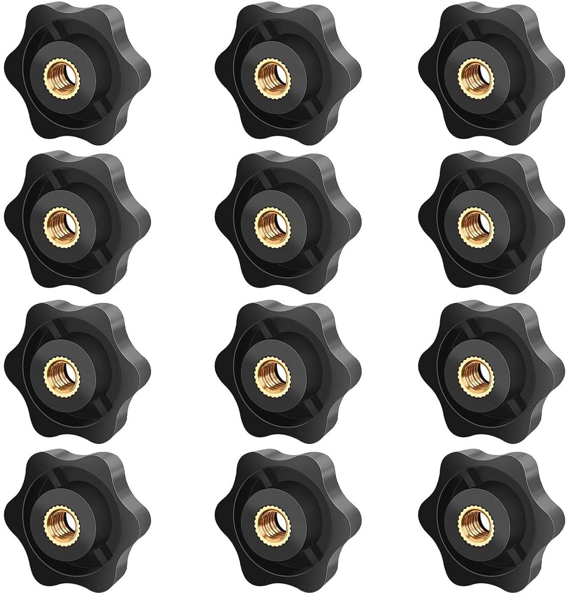 M8, 12 stuks, kartelschroef, buitendiameter 32 mm, stergreepmoer, kartelgreepmoeren, sterkop, klemknop voor mechanische instrumenten, uitrusting, meubels, fitnessapparaten