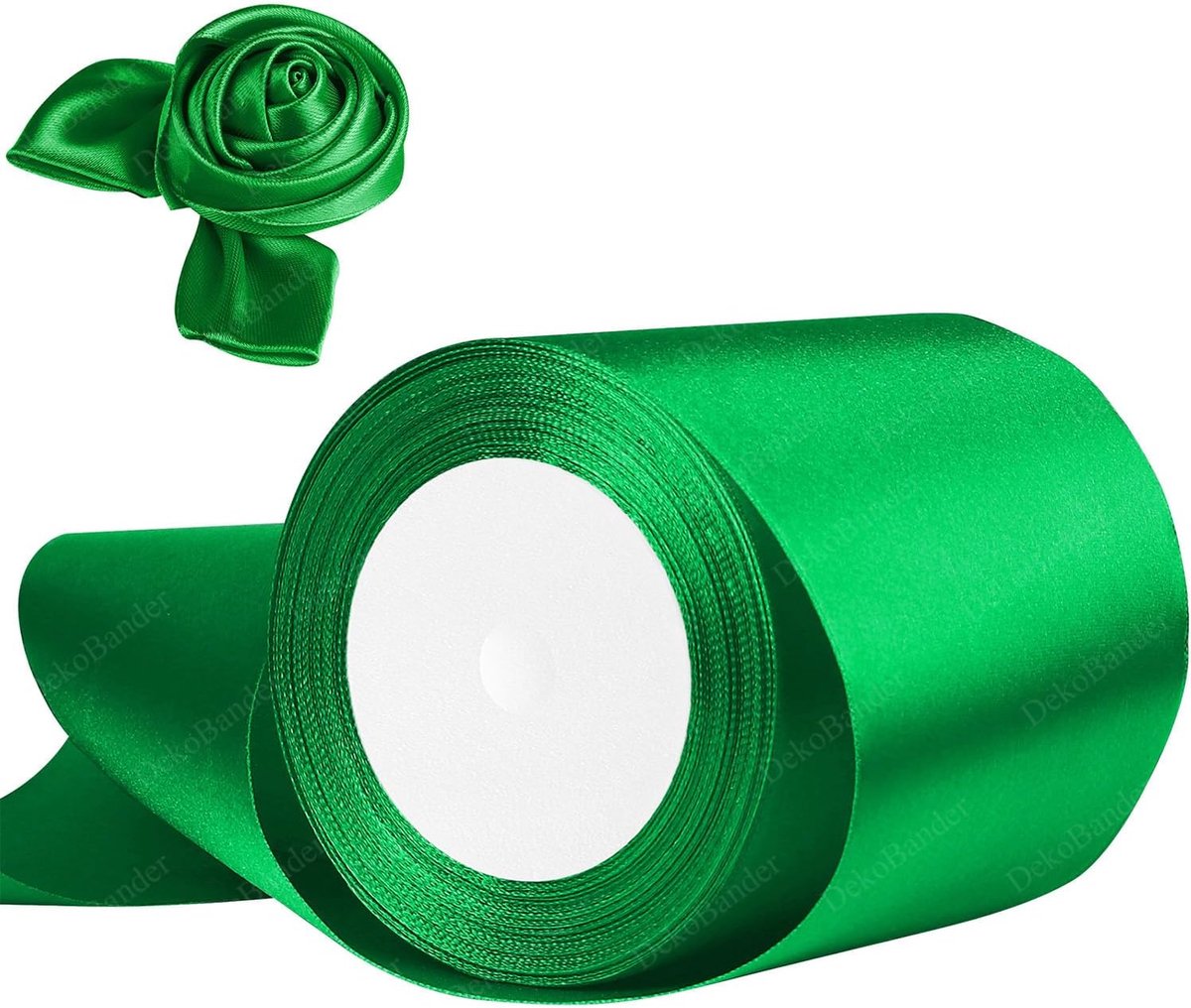 groen, 100 mm x 23 m, satijnen lint, groen, strikband, cadeaulint, satijnen linten voor geschenkverpakkingen, knutselen, doe-het-zelf, naaien, bruidsfeestdecoratie, kerstboomversiering