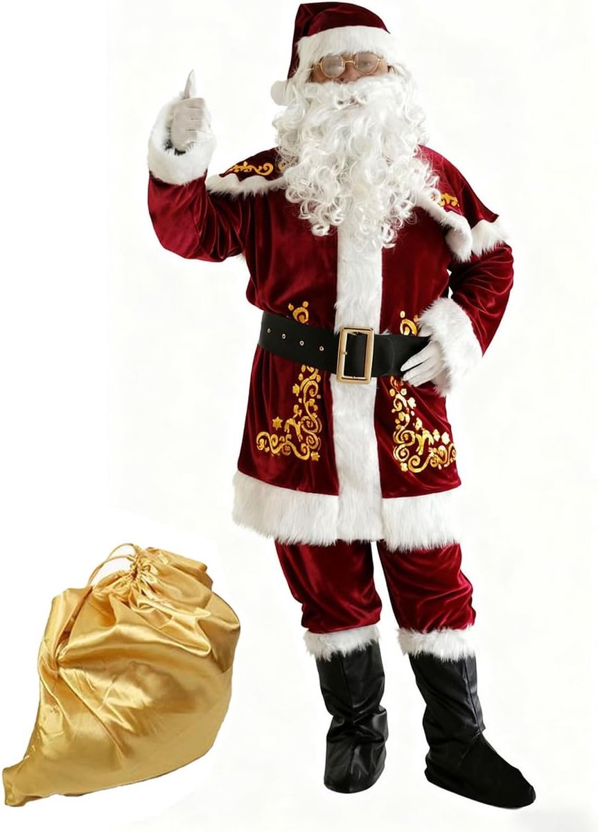 Kerstmankostuum compleet heren deluxe kerstman kostuum voor volwassenen - kostuum voor Sinterklaas (XXL)