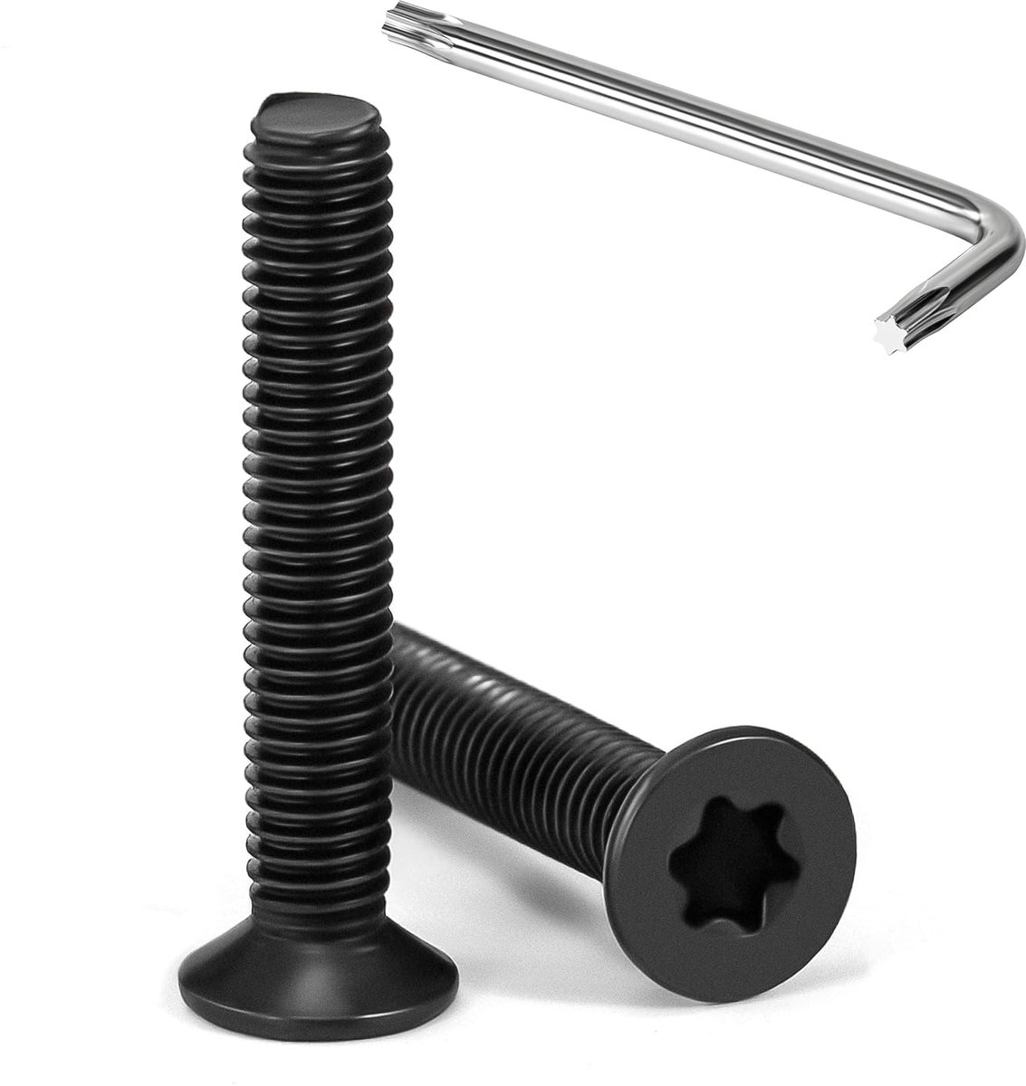 Verzonken kopschroeven, M5 x 30 mm, torx, zwart, machineschroeven, roestvrij staal, A2 V2A platte kopschroeven met T25 sleutels, volledige schroefdraad, 20 stuks