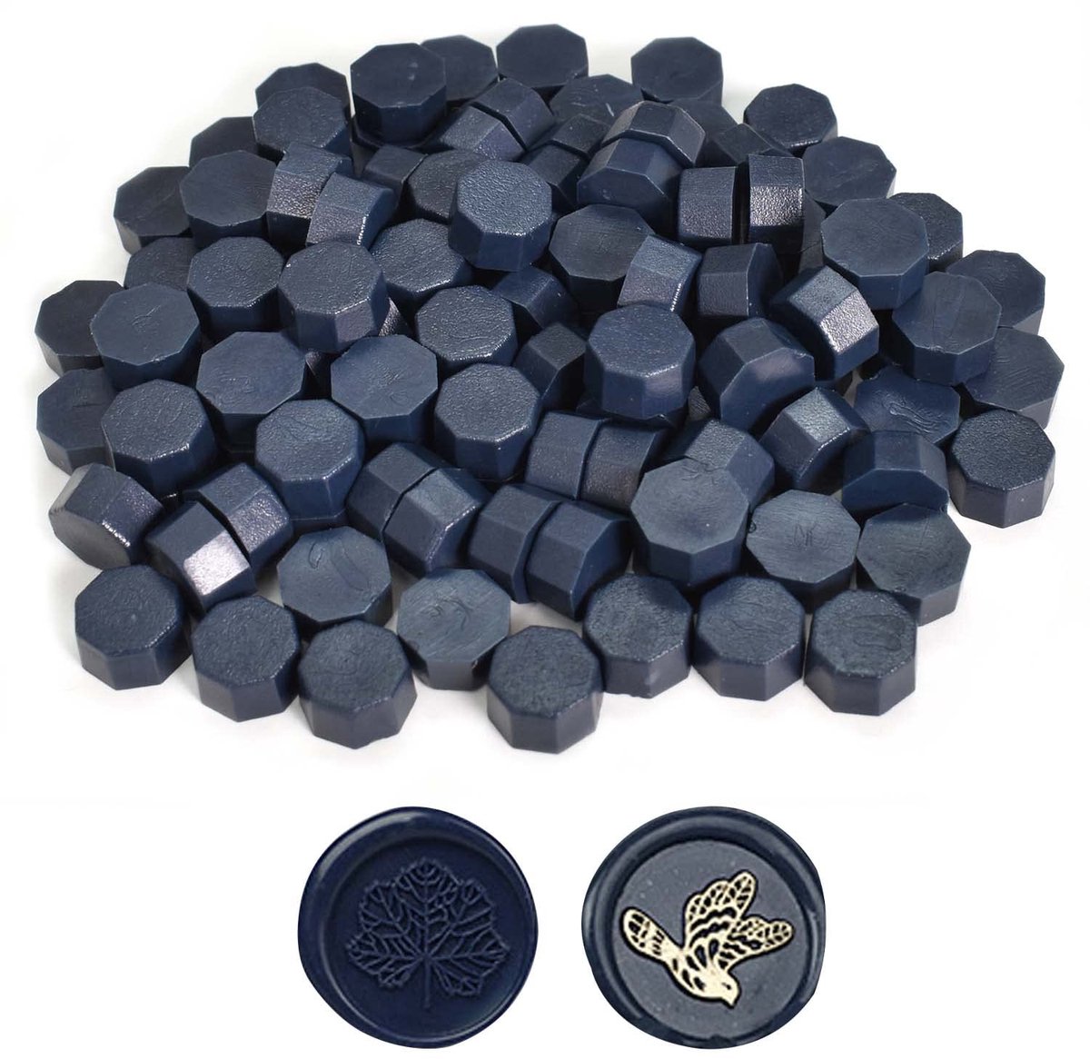 100 stuks zegelwas parels metallic donkerblauw waxzegel wax achthoekig voor zegelstempels brieven enveloppen verzegeling decoratie uitnodigingen kaarten geschenkverpakking party