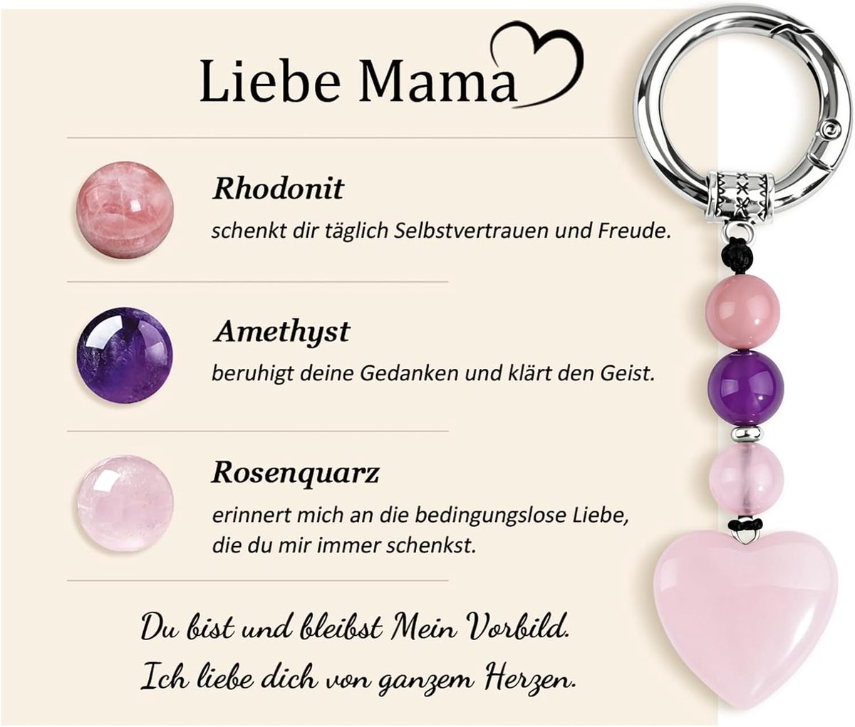 Sleutelhanger natuursteen voor vrouwen meisjes geluksbrenger drievoudige bescherming voor afstuderen moeder motivatie geschenk gluck kristallen sieraden
