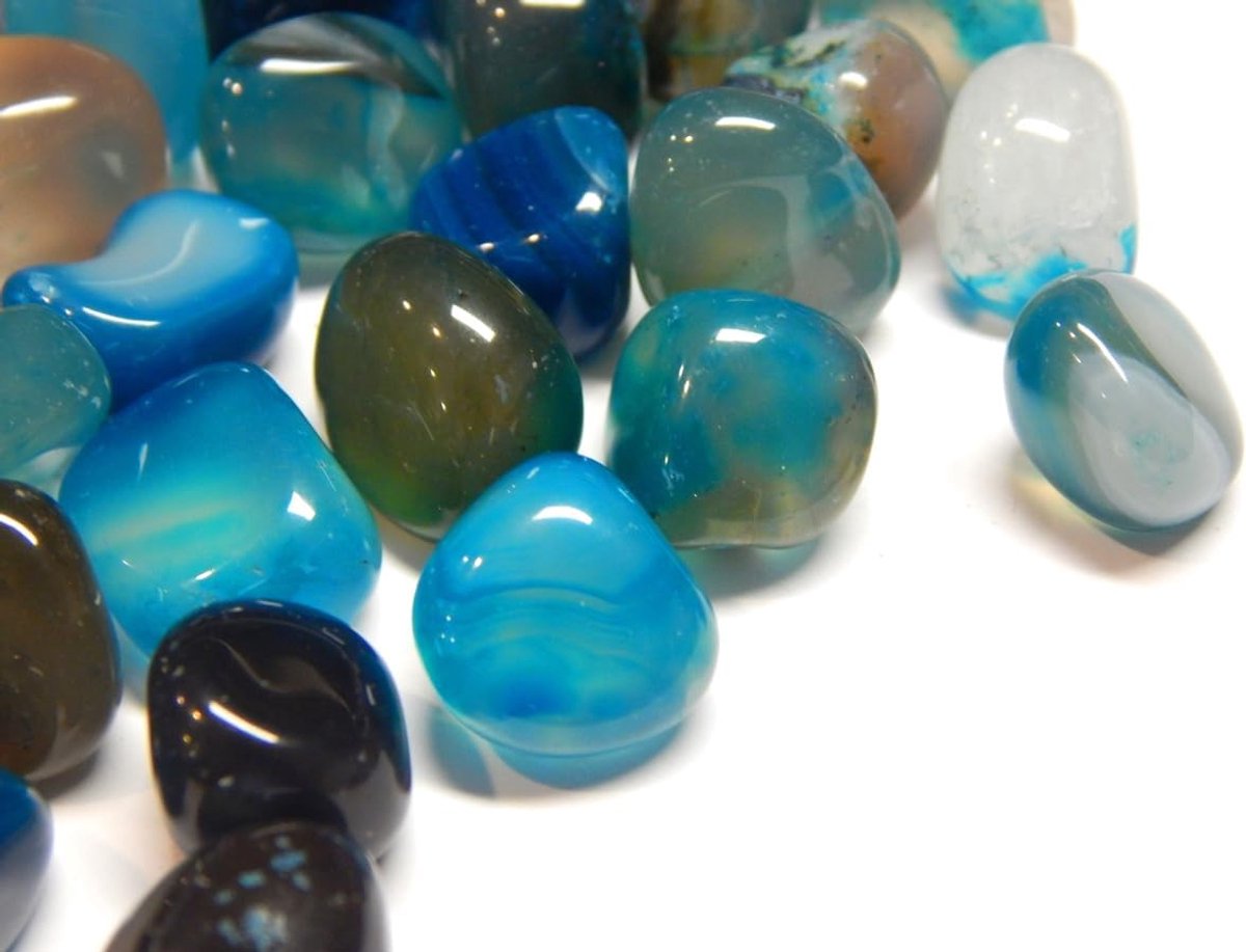 150 stuks agaat edelstenen halfedelstenen kralen 9 mm ~ 15 mm trommelstenen natuursteen blauw nugget chips vorm zonder gat voor decoratie meditatie chakra