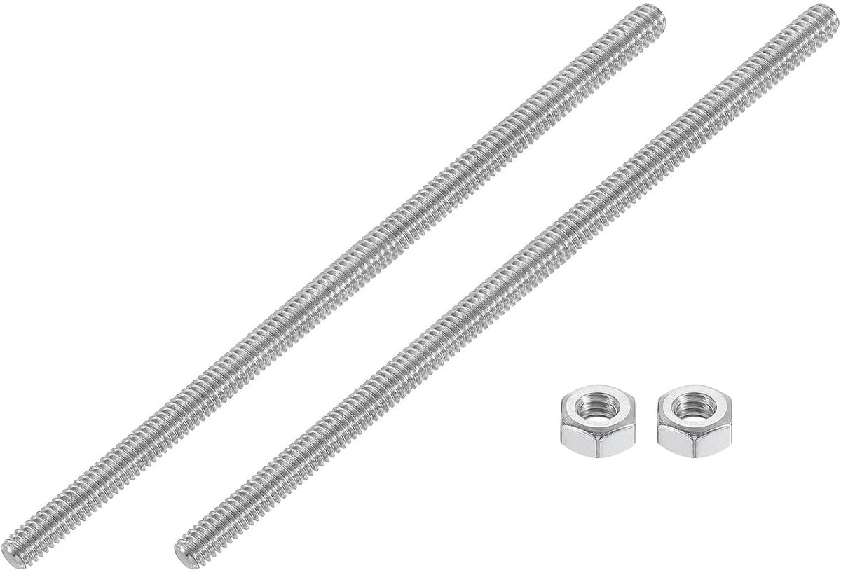 1/4"-20 stang met volledige schroefdraad, 2 stuks 304 roestvrij staal, lange schroefdraad, 15,2 cm lang, rechtse schroefdraad, voor meubelmontage, montagebevestiging