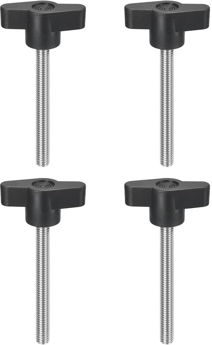4 stuks spanschroefknopen, M6 x 55 mm, metrisch, 304 roestvrij staal, T-vormige duimschroeven, greep voor snel verwijderen, handvasttrekken, knopset