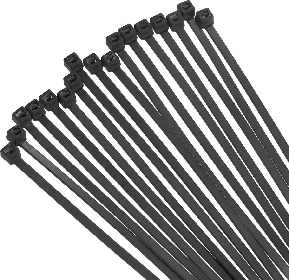 Kabelbinders, 100 stuks, 35,5 cm, zelfborgende nylon kabelbinders met een treksterkte van 17 kg, voor binnen en buiten, zwart