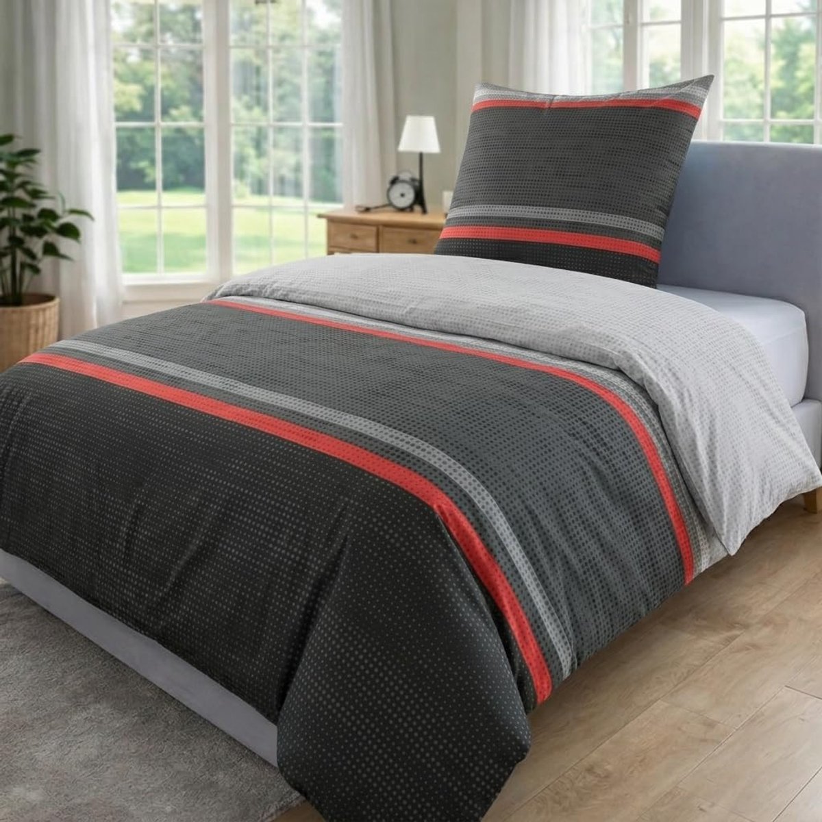 beddengoed 135x200 katoen sets, dekbedovertrek 135 x 200 cm, kussensloop 80x80 cm, Renforcé, Oeko-TEX beddengoed met ritssluiting